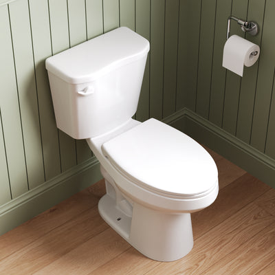 DeerValley DV-2F0386 17 in. ADA Chair Height Two-Piece Elongated Toilet, 1.28 GPF Single Flush, MaP 1000g, Soft-Close Seat, White