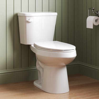 17" ADA Chair Height 2-Piece 1.28 GPF Single Flush Elongated Toilet in White, MaP 1000g, Soft-Close Seat