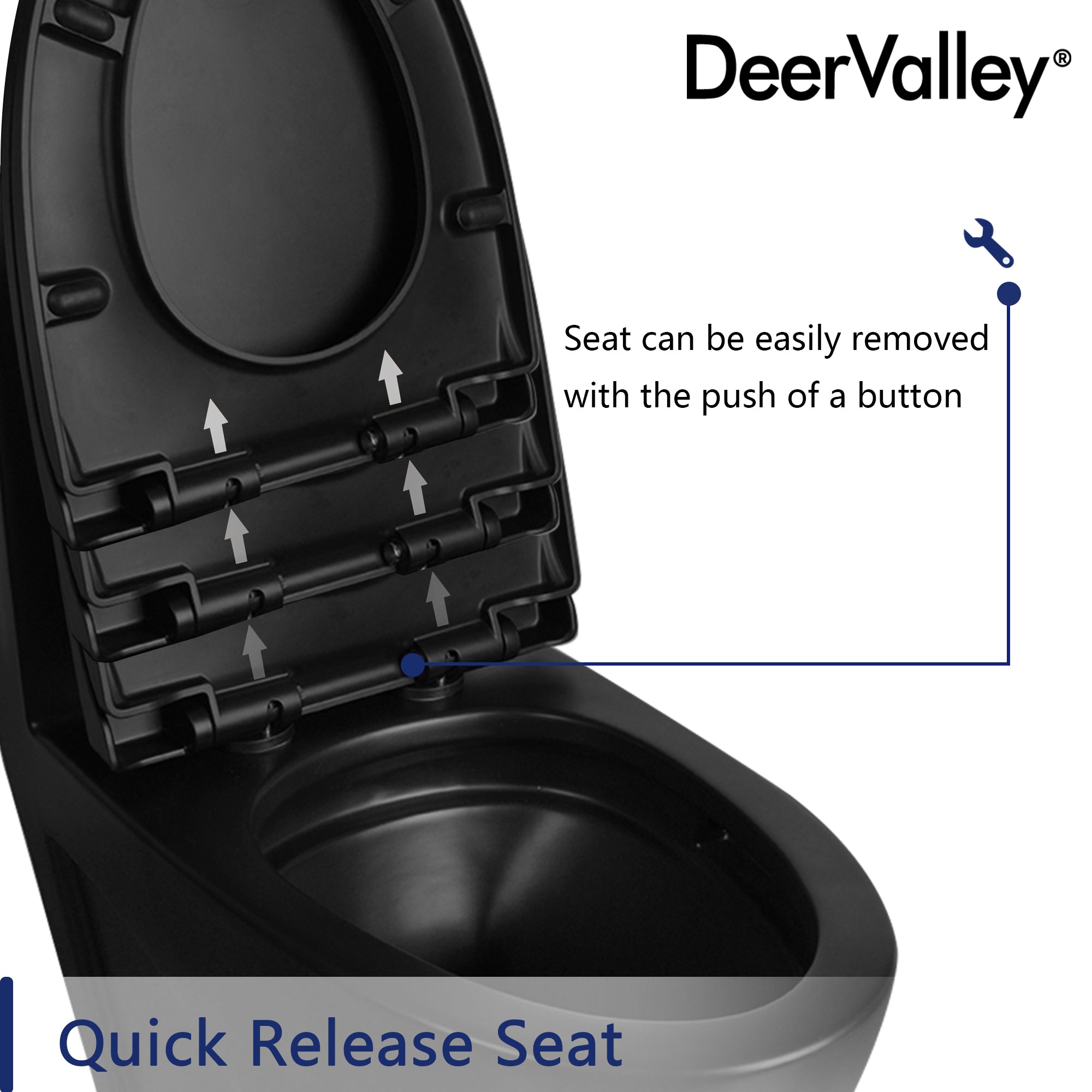DeerValley DV-F0027S11 Quick-Release Soft-Close Elongated Urea Formaldehyde Resin (UF) Toilet Seat  (Fit with DV-1F0027 )