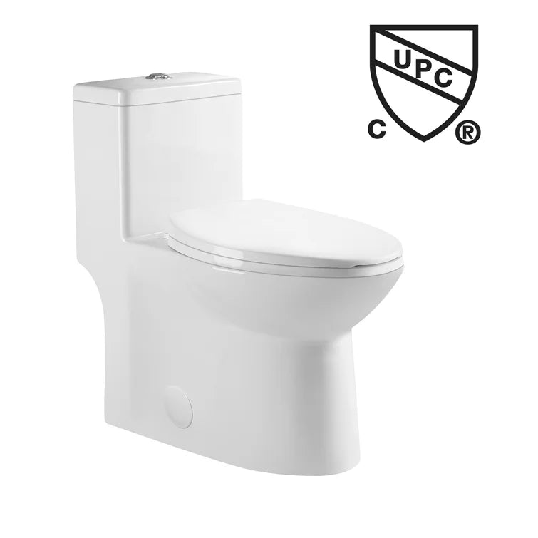 DeerValley Bath DeerValley DV-1F52508 Symmetry One Piece Toilet 1.1/1.6 GPF Elongated Standard Toilet with Comfortable Seat Height (Seat Included) Toilet