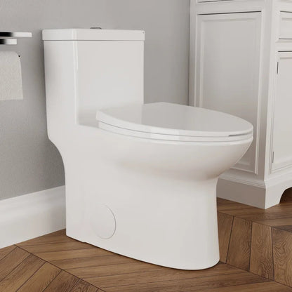 DeerValley Bath DeerValley DV-1F52508 Symmetry One Piece Toilet 1.1/1.6 GPF Elongated Standard Toilet with Comfortable Seat Height (Seat Included) Toilet