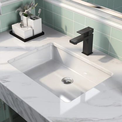 DeerValley Bath DeerValley DV-1U202 Ursa 22*15.5 White Ceramic Undermount Rectangular Space-Saving Bathroom Sink with Overflow Undermount Sinks