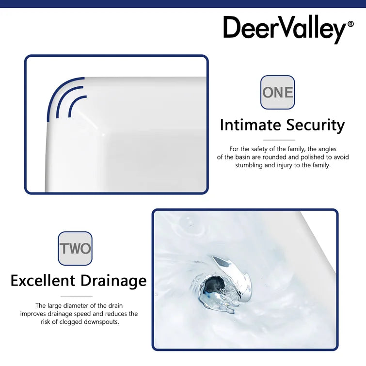 DeerValley Bath DeerValley DV-1V031 Ally Ceramic Sleek Rectangular Bathroom Vessel Sink Vessel Sink