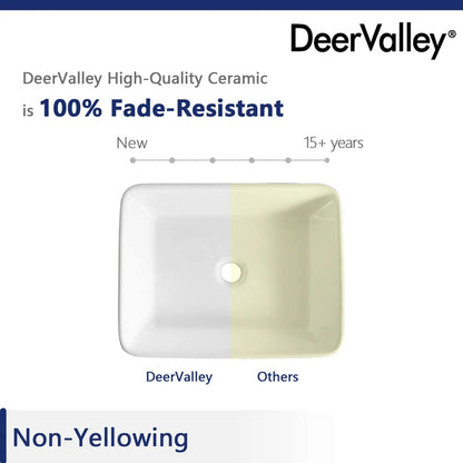 DeerValley Bath DeerValley DV-1V031 Ally Ceramic Sleek Rectangular Bathroom Vessel Sink Vessel Sink