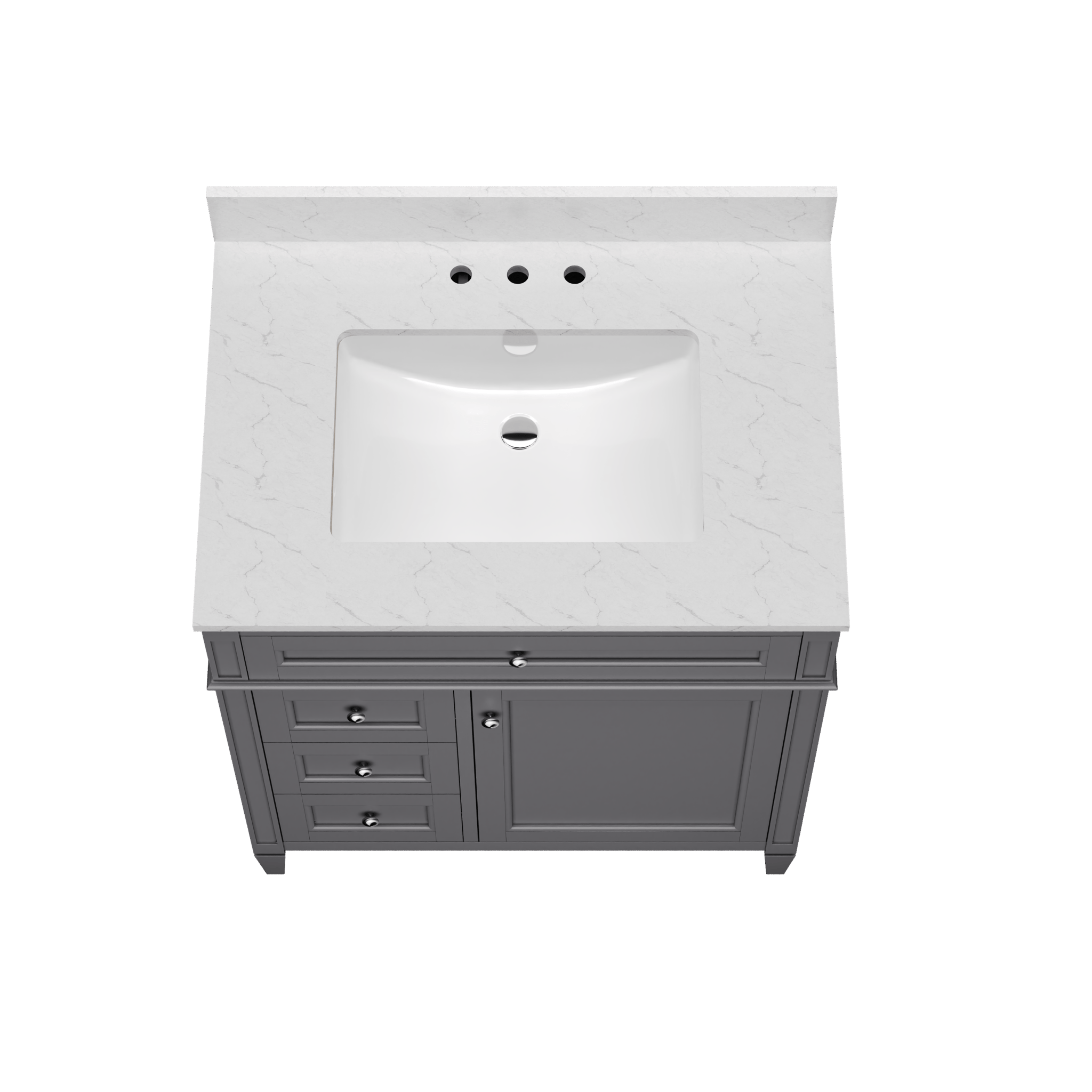 DeerValley 30 Inch Bathroom Vanity with Sink and Backsplash, Pre-Assembled Modern Bath Cabinet with Storage, Soft Close Doors, White / Light Gray