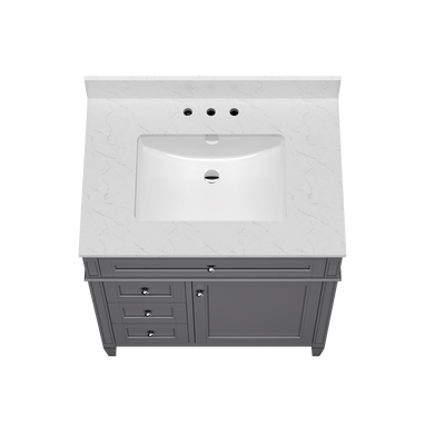 DeerValley 30 Inch Bathroom Vanity with Sink and Backsplash, Pre-Assembled Modern Bath Cabinet with Storage, Soft Close Doors, White / Light Gray