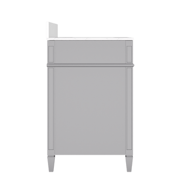 DeerValley 30 Inch Bathroom Vanity with Sink and Backsplash, Pre-Assembled Modern Bath Cabinet with Storage, Soft Close Doors, White / Light Gray