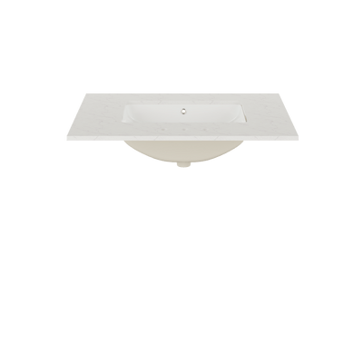 DeerValley 30 Inch Bathroom Vanity with Sink and Backsplash, Pre-Assembled Modern Bath Cabinet with Storage, Soft Close Doors, White / Light Gray