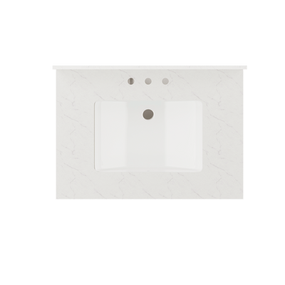 DeerValley 30 Inch Bathroom Vanity with Sink and Backsplash, Pre-Assembled Modern Bath Cabinet with Storage, Soft Close Doors, White / Light Gray
