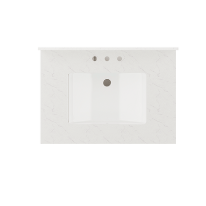 DeerValley 30 Inch Bathroom Vanity with Sink and Backsplash, Pre-Assembled Modern Bath Cabinet with Storage, Soft Close Doors, White / Light Gray