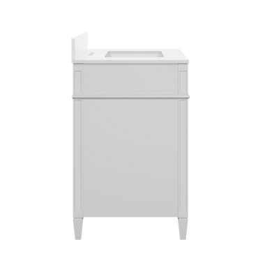 DeerValley 30 Inch Bathroom Vanity with Sink and Backsplash, Pre-Assembled Modern Bath Cabinet with Storage, Soft Close Doors, White / Light Gray