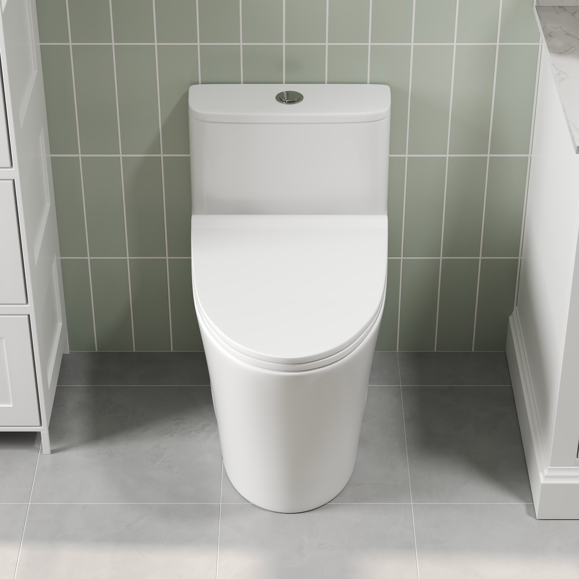 Symmetry 12 in. Rough In Size One-Piece 1/1.28 GPF Dual Flush Compact Elongated Toilet in White, Soft Close Seat Included