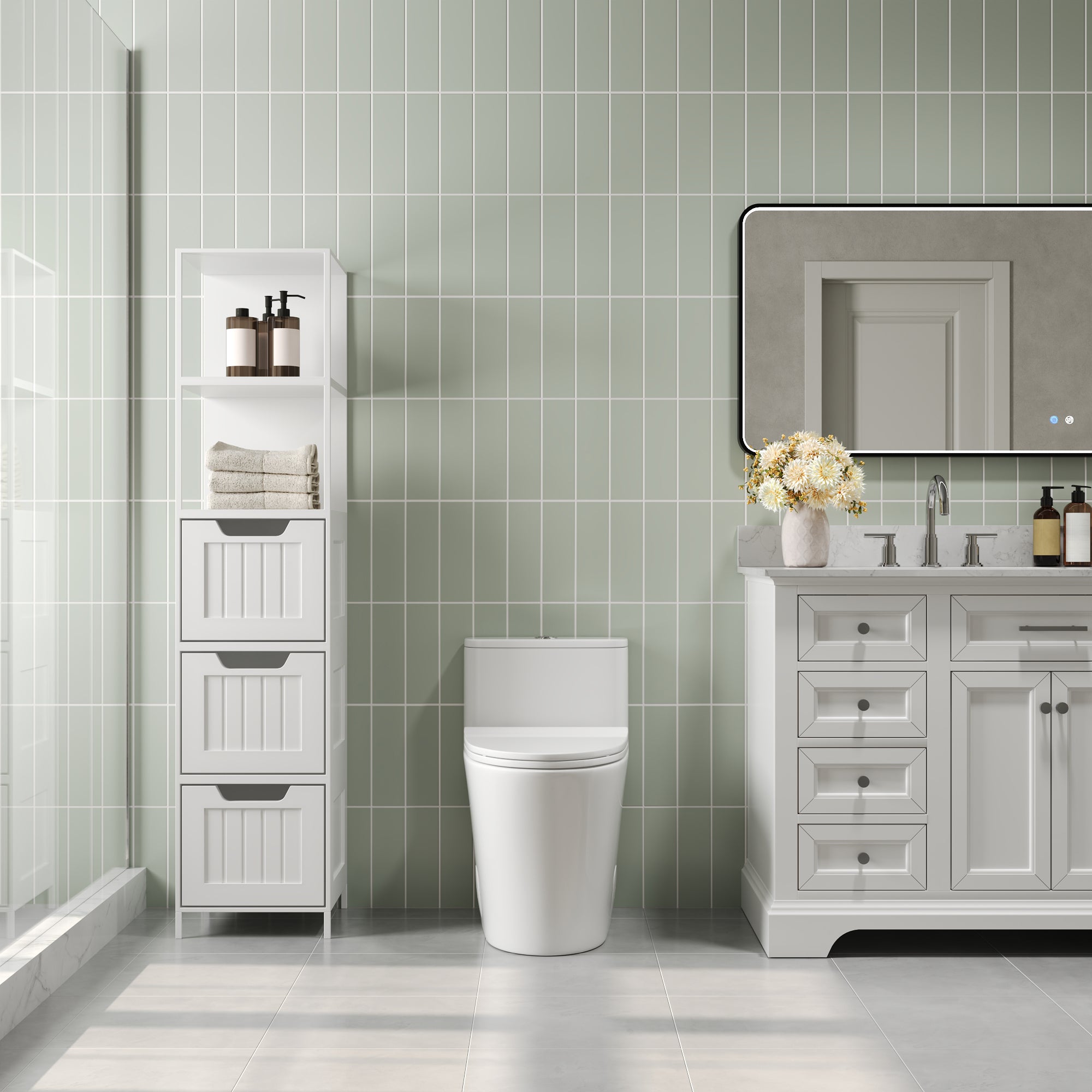 Symmetry 12 in. Rough In Size One-Piece 1/1.28 GPF Dual Flush Compact Elongated Toilet in White, Soft Close Seat Included