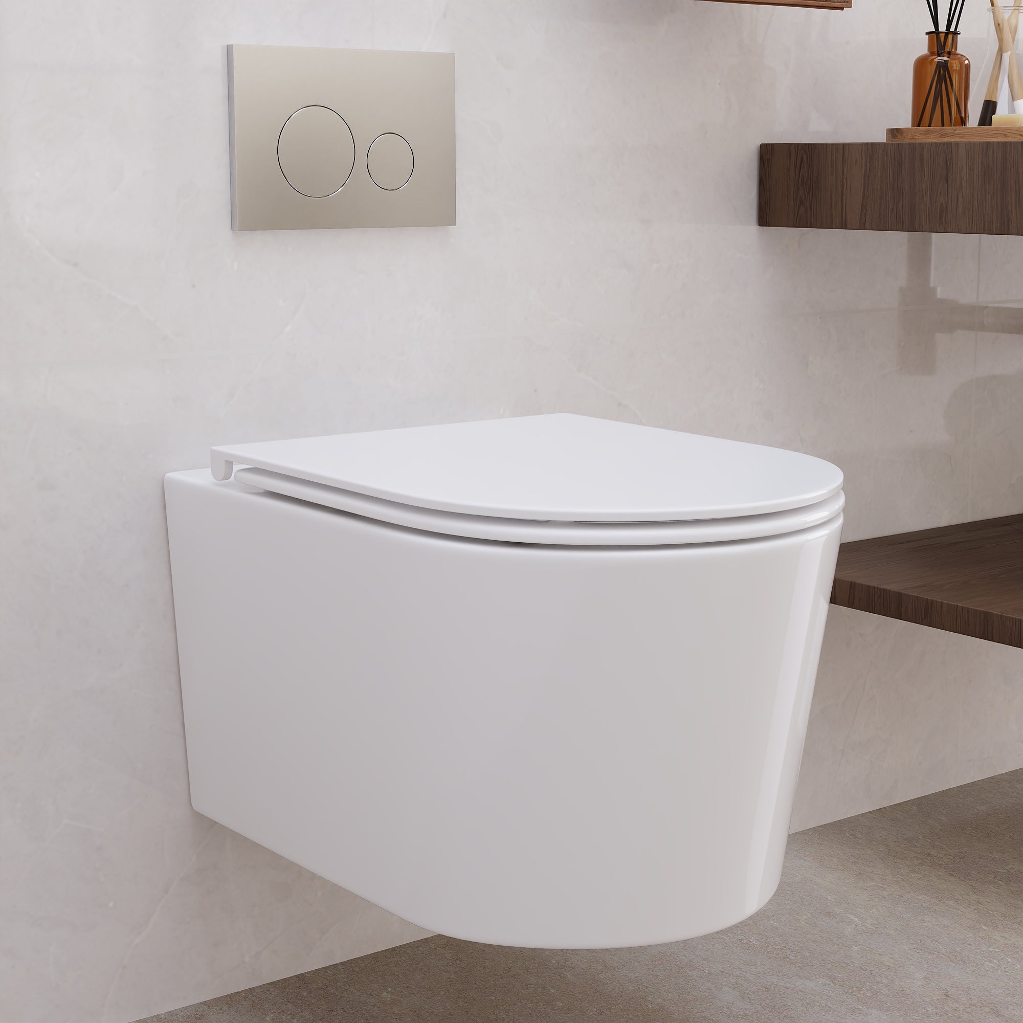 Wall-Hung Toilet with Concealed Tank Set, Rimless Dual Flush, 1.1