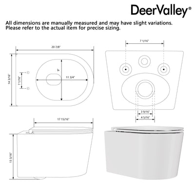 Wall-Hung Toilet with Concealed Tank Set, Rimless Dual Flush, 1.1/1.6 GPF