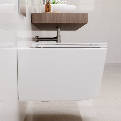 Wall-Hung Toilet with Concealed Tank Set, Rimless Dual Flush, 1.1/1.6 GPF