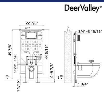 Wall-Hung Toilet with Concealed Tank Set, Rimless Dual Flush, 1.1/1.6 GPF