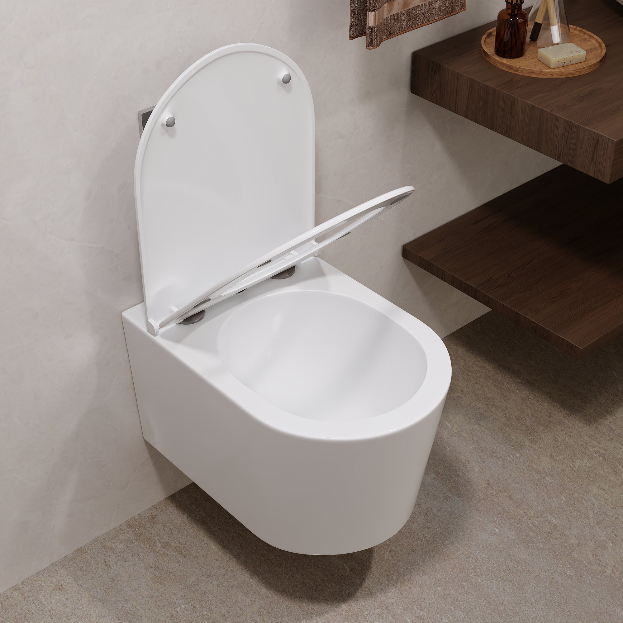 Wall-Hung Toilet with Concealed Tank Set, Rimless Dual Flush, 1.1/1.6 GPF