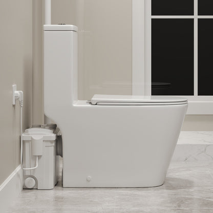 Macerating Toilet | 23ft Vertical Sewage Lift, 700W Stainless Steel Grinder, Dual Odor Control System, 1.06/1.59 GPF Dual Flush -DV-1F340ZH006