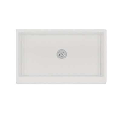 DeerValley DV-1K0259 33" L x 20" W White Farmhouse Kitchen Sink, Fireclay Apron Front Farm Sink with Sink Grid & Basket Strainer