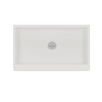 DeerValley 33" L x 20" W White Farmhouse Kitchen Sink, Fireclay Apron Front Farm Sink with Sink Grid & Basket Strainer