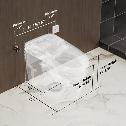 DeerValley DV-1S0336 Advanced Tankless Elongated Smart Toilet with Programmable Spa Cleaning, Foam Shield, ADA Comfort Height, Heated Seat, Warm Dryer, and Zero Water Pressure Flush – Touchless Luxury Bidet Toilet for Modern Families