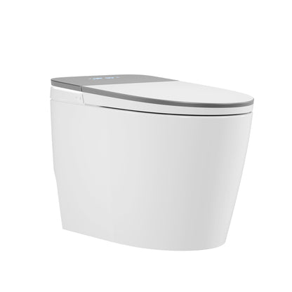 DeerValley DV-1S0336 Advanced Tankless Elongated Smart Toilet with Programmable Spa Cleaning, Foam Shield, ADA Comfort Height, Heated Seat, Warm Dryer, and Zero Water Pressure Flush – Touchless Luxury Bidet Toilet for Modern Families