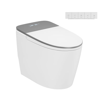 DeerValley DV-1S0336 Advanced Tankless Elongated Smart Toilet with Programmable Spa Cleaning, Foam Shield, ADA Comfort Height, Heated Seat, Warm Dryer, and Zero Water Pressure Flush – Touchless Luxury Bidet Toilet for Modern Families