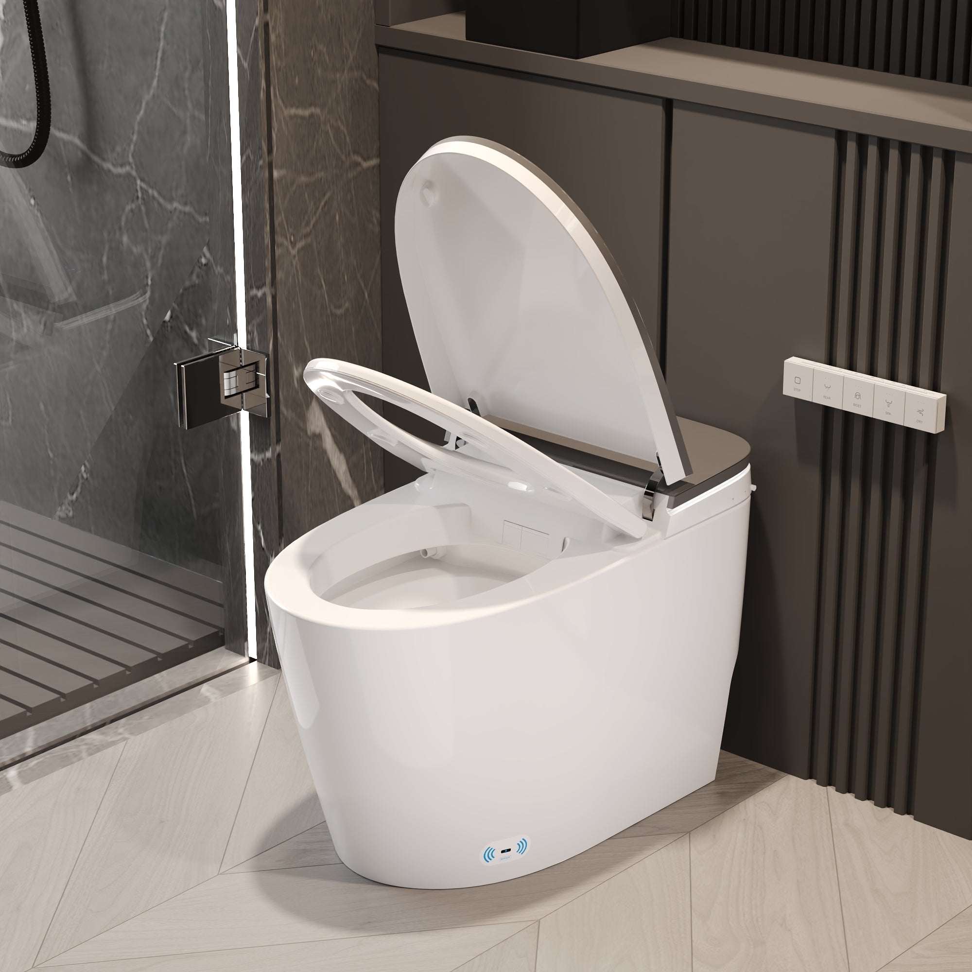 DeerValley DV-1S0336-V3 Premium Smart Toilet with Programmable Spa Cleaning, Foam Shield, ADA Comfort Height, Heated Seat, Warm Dryer, and Zero Water Pressure Flush – Touchless Luxury Bidet Toilet for Modern Families