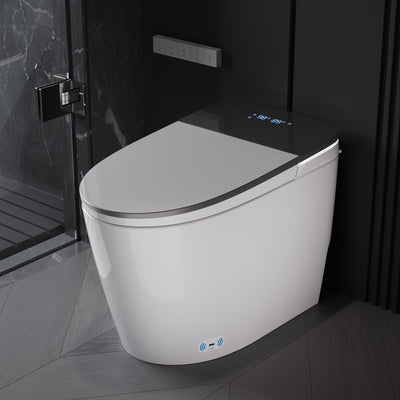 DeerValley DV-1S0336-V3 Premium Smart Toilet with Programmable Spa Cleaning, Foam Shield, ADA Comfort Height, Heated Seat, Warm Dryer, and Zero Water Pressure Flush – Touchless Luxury Bidet Toilet for Modern Families
