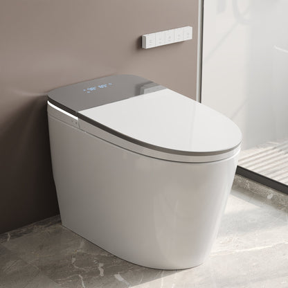 DeerValley DV-1S0336 Advanced Tankless Elongated Smart Toilet with Programmable Spa Cleaning, Foam Shield, ADA Comfort Height, Heated Seat, Warm Dryer, and Zero Water Pressure Flush – Touchless Luxury Bidet Toilet for Modern Families
