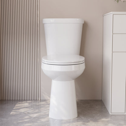 DeerValley 19-Inch Extra Tall Toilet for Seniors, White Two-Piece Toilet for Bathrooms with Comfort Seat, ADA Comfort Height, Elongated Bowl with Powerful 1.28 GPF Single Flush