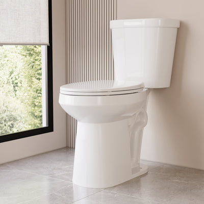 DeerValley DV-2F0356/DV-2F0537 19-Inch Extra Tall Toilet for Seniors, White Two-Piece Toilet for Bathrooms with Comfort Seat, ADA Comfort Height, Elongated Bowl with Powerful 1.28 GPF Single Flush