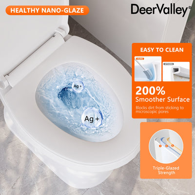 DeerValley DV-2F0356/DV-2F0537 19-Inch Extra Tall Toilet for Seniors, White Two-Piece Toilet for Bathrooms with Comfort Seat, ADA Comfort Height, Elongated Bowl with Powerful 1.28 GPF Single Flush