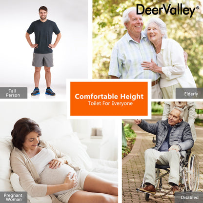 DeerValley 19-Inch Extra Tall Toilet for Seniors, White Two-Piece Toilet for Bathrooms with Comfort Seat, ADA Comfort Height, Elongated Bowl with Powerful 1.28 GPF Single Flush