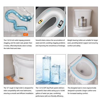 DeerValley DV-2F0356/DV-2F0537 19-Inch Extra Tall Toilet for Seniors, White Two-Piece Toilet for Bathrooms with Comfort Seat, ADA Comfort Height, Elongated Bowl with Powerful 1.28 GPF Single Flush