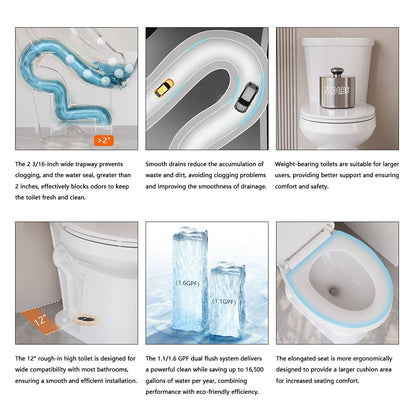 DeerValley 19-Inch Extra Tall Toilet for Seniors, White Two-Piece Toilet for Bathrooms with Comfort Seat, ADA Comfort Height, Elongated Bowl with Powerful 1.28 GPF Single Flush