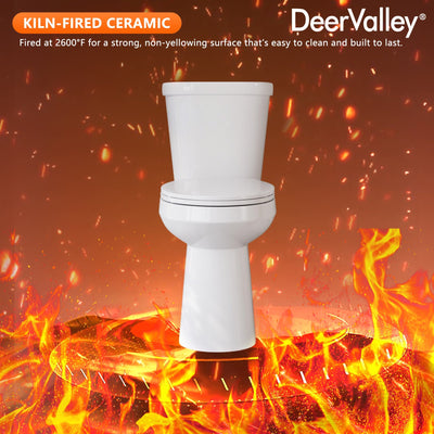 DeerValley DV-2F0356/DV-2F0537 19-Inch Extra Tall Toilet for Seniors, White Two-Piece Toilet for Bathrooms with Comfort Seat, ADA Comfort Height, Elongated Bowl with Powerful 1.28 GPF Single Flush