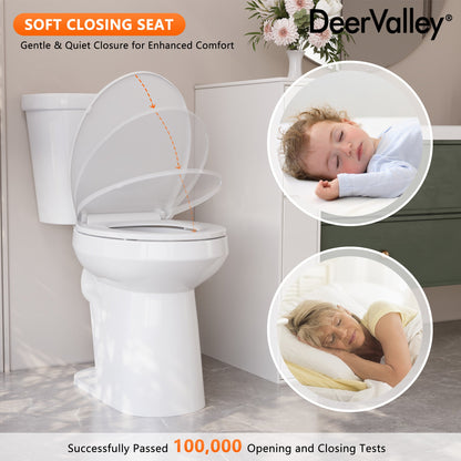 DeerValley 19-Inch Extra Tall Toilet for Seniors, White Two-Piece Toilet for Bathrooms with Comfort Seat, ADA Comfort Height, Elongated Bowl with Powerful 1.28 GPF Single Flush