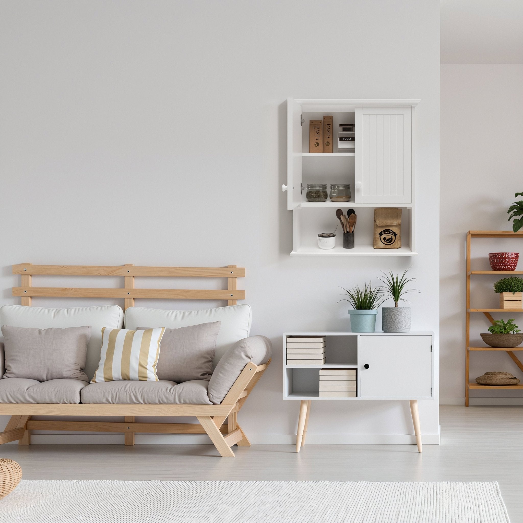 DeerValley Two-door Bathroom Cabinet, Wooden Wall Mounted Medicine Cabinet for Bathroom, White