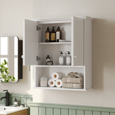 DeerValley Two-door Bathroom Cabinet, Wooden Wall Mounted Medicine Cabinet for Bathroom, White