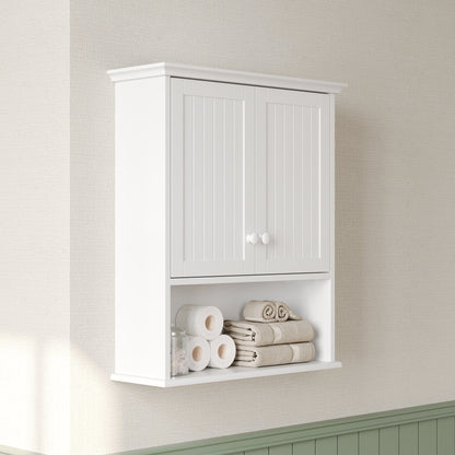 DeerValley Two-door Bathroom Cabinet, Wooden Wall Mounted Medicine Cabinet for Bathroom, White