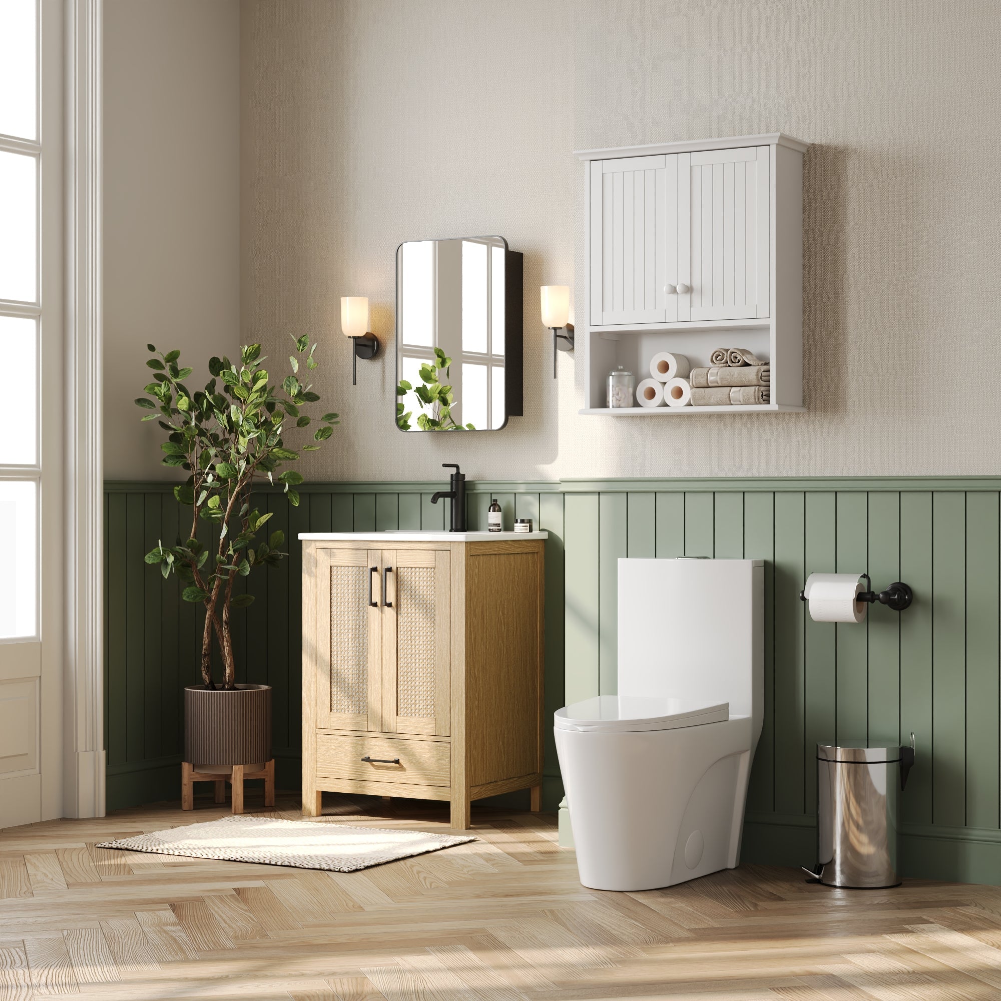 DeerValley Two-door Bathroom Cabinet, Wooden Wall Mounted Medicine Cabinet for Bathroom, White