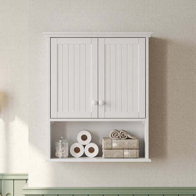 DeerValley Two-door Bathroom Cabinet, Wooden Wall Mounted Medicine Cabinet for Bathroom, White