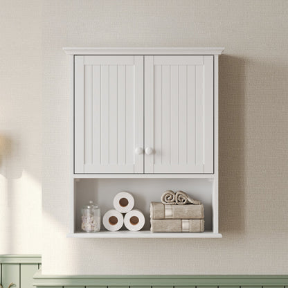 DeerValley Two-door Bathroom Cabinet, Wooden Wall Mounted Medicine Cabinet for Bathroom, White