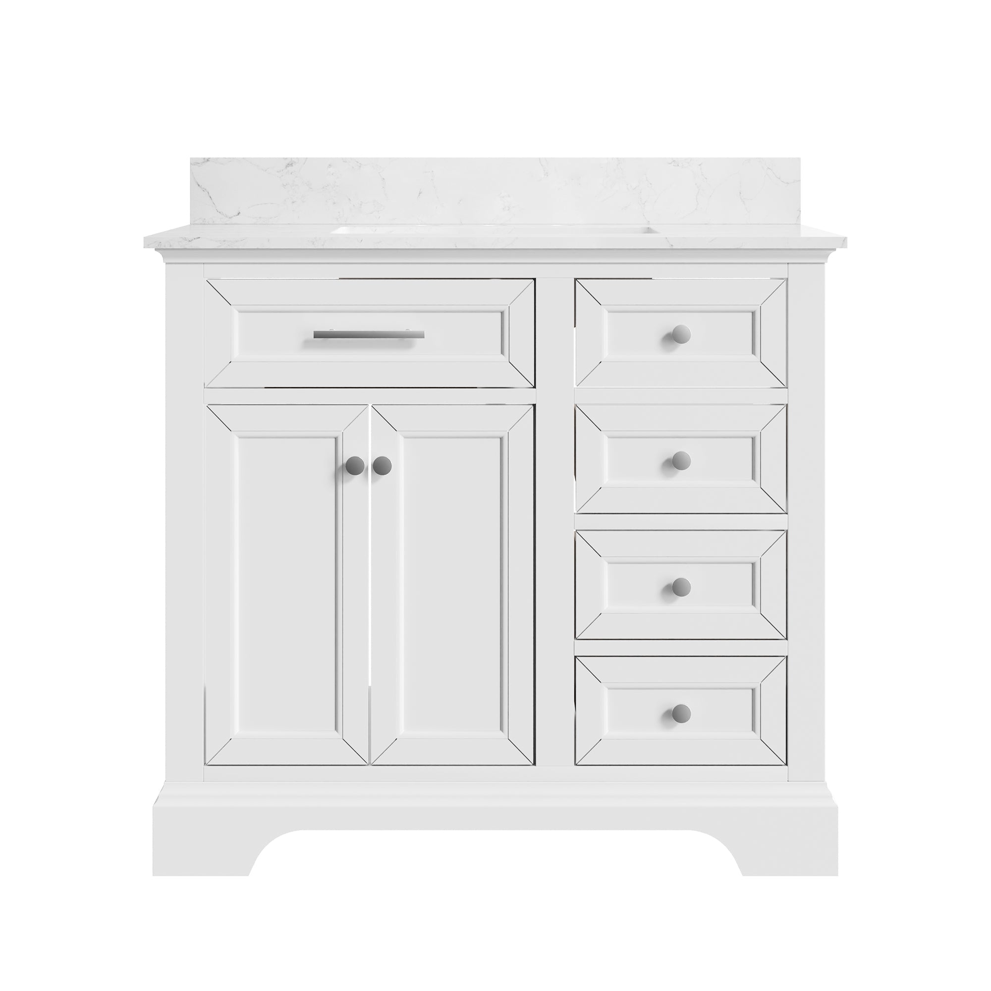 36" Rectangular Bathroom Vanity, with Ceramic Sink Top Set-up