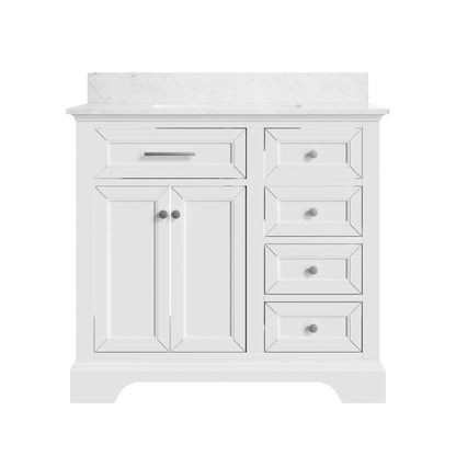 36" Rectangular Bathroom Vanity, with Ceramic Sink Top Set-up