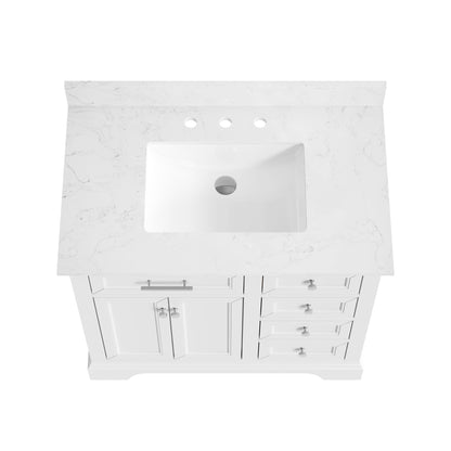 36" Rectangular Bathroom Vanity, with Ceramic Sink Top Set-up