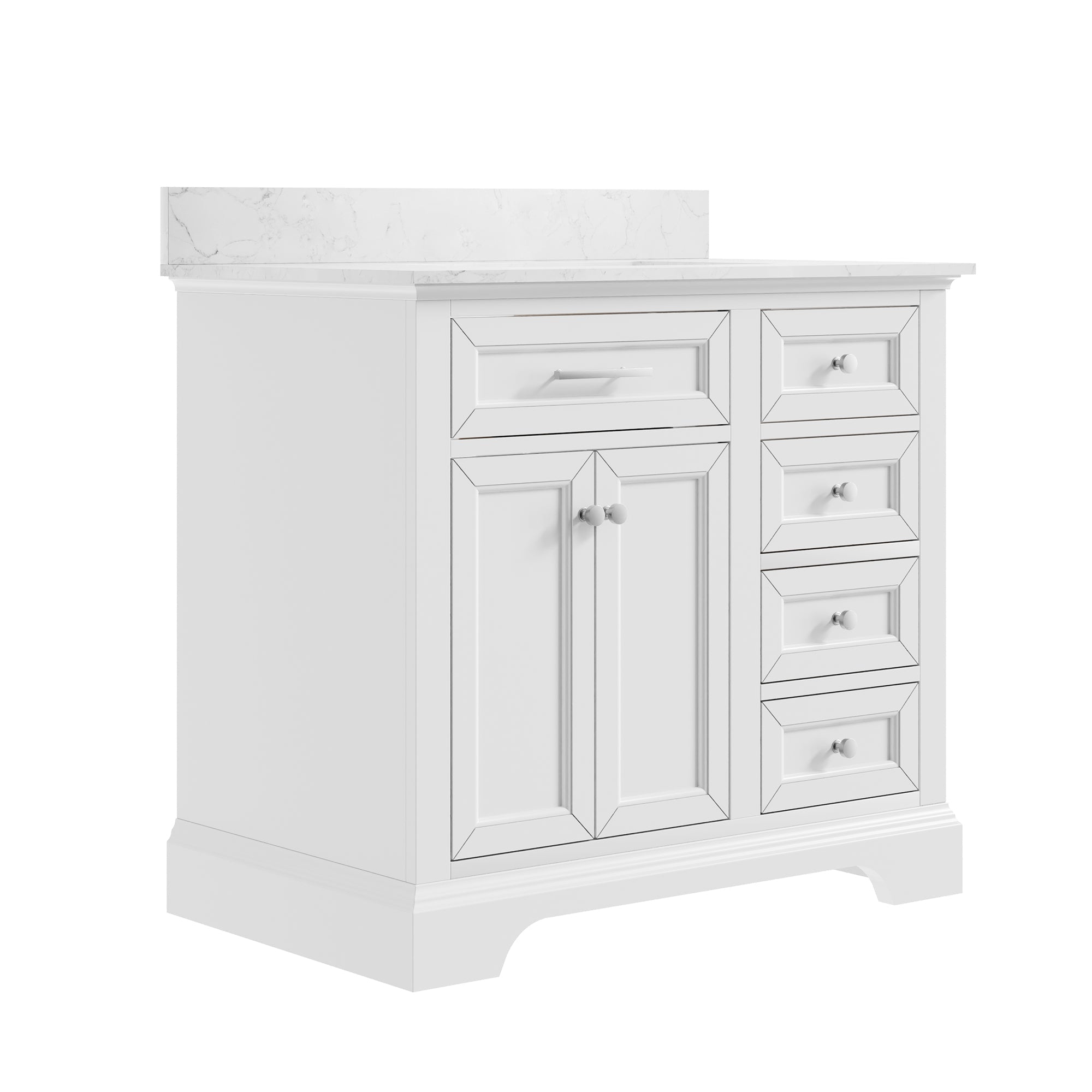 36" Rectangular Bathroom Vanity, with Ceramic Sink Top Set-up