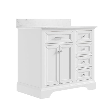 36" Rectangular Bathroom Vanity, with Ceramic Sink Top Set-up